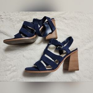 Marc Fisher Navy Block Heel Sandals Size 11